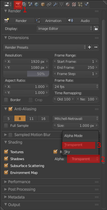 blender alpha menu