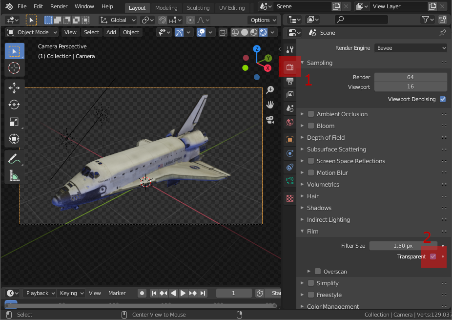 Blender 2.8: activer la transparence