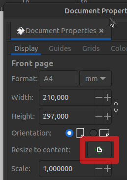 Inkscape: fenÃªtre pour redimensionner le document