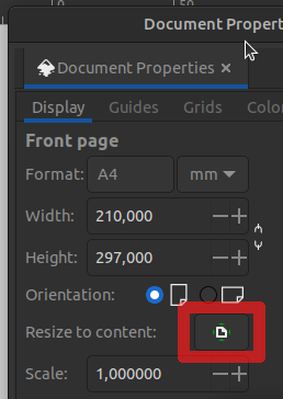 Inkscape: fenêtre pour redimensionner le document